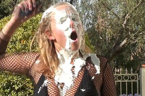 Hot girl gets pied and slimed